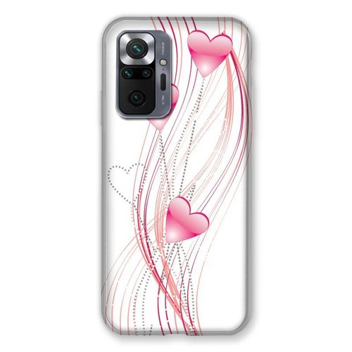 Coque Pour Xiaomi Redmi Note 10 Pro 5g Coeur Rose Montant Sur Blanc
