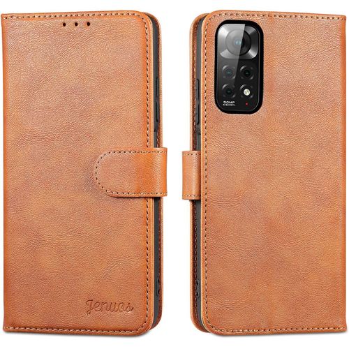 Coque Pour Xiaomi Redmi Note 11 4g Et Redmi Note 11s 4g,Housse Redmi Note 11/Note 11s [Porte Carte][Rfid Blocage] Portefeuille-Brun-6,43