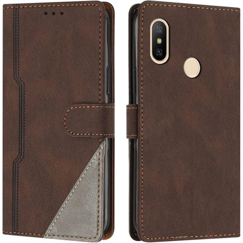 Coque Pour Xiaomi Redmi Note 5 Pro, Housse Etui Portefeuille Cuir Multifonction, Fermeture MagnTique  Clapet Anti-Choc [Fonction Support] Flip Case Compatible Avec Redmi Note 5 Pro (Marron)