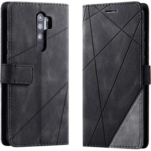 Coque Pour Xiaomi Redmi Note 8 Pro, Housse tui Folio Wallet Case Flip Cover Protection Anticho, Etui Avec Pu Portefeuille Cuir, Fentes Cartes, Support Et Fermoir Magntique Le Noir