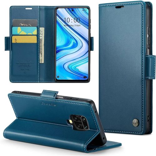 Coque Pour Xiaomi Redmi Note 9 Pro/Note 9s/Note 9 Pro Max Avec 2 Pices Verre Tremp Protection cran, Premium Pu Cuir Multifonction  Rabat Flip tui Housse Pour Xiaomi Redmi Note 9s -Bleu