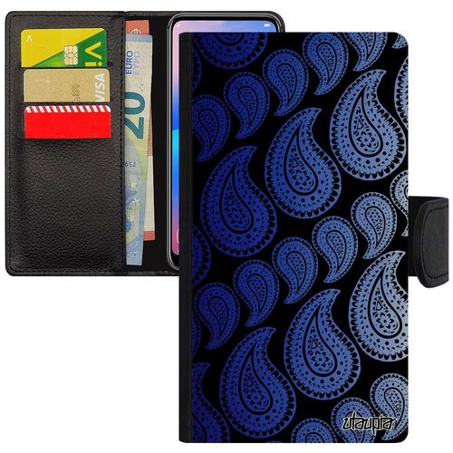 Coque Rabat Iphone 7 Plus Cuir Porte Cartes Silicone Motif Cachemire Noir Bleu Flip Case Dessin Motif Indien Color Graphique