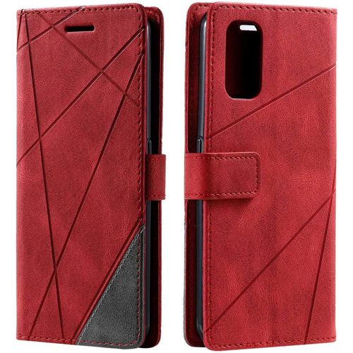 Coque Realme 7 Pro, Etui En Cuir Pu Portefeuille Housse Fermeture Magnetique Und Flip Pour Realme 7 Pro, Avec Fermeture Magnetique, Rouge