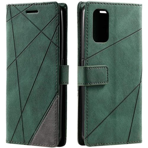Coque Realme 7 Pro,Etui En Cuir Pu Portefeuille Housse Fermeture Magnetique Und Flip Pour Realme 7 Pro,Avec Fermeture Magnetique,Vert