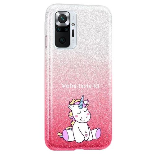 Coque Redmi Note 10 Pro Paillettes Rose Tie Licorne Enjoy Personnalisee