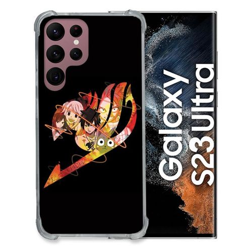 Coque Renforce En Verre Tremp Pour Samsung Galaxy S23 Ultra Manga Fairy Tail Logo Noir