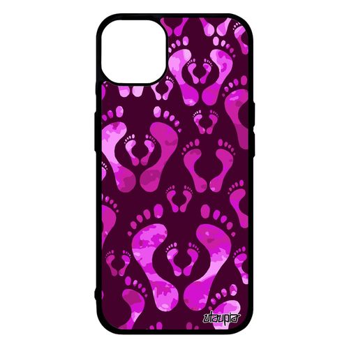 Coque Rigide Pour Iphone 14+ Plus Silicone Pied Design Image Motif Rose Plage 256 Go Colore Imprime Tpu Trace De Pas Telephone