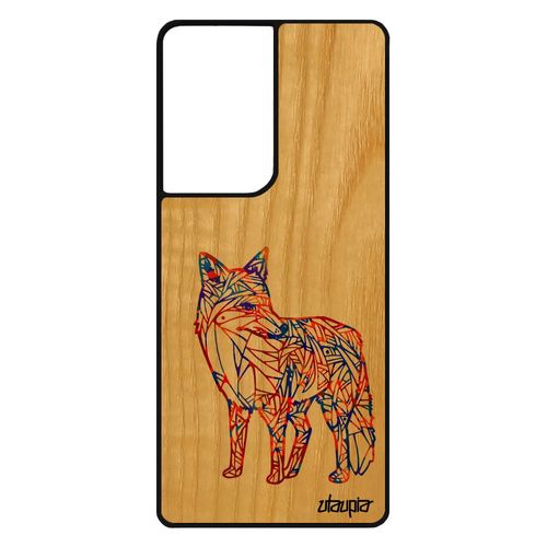 Coque S21 Ultra Bois Silicone Renard Bebe Tattoo Tribal Bleu Ethnique 4g Azteque Housse Animaux Roux Made In France Samsung Galaxy
