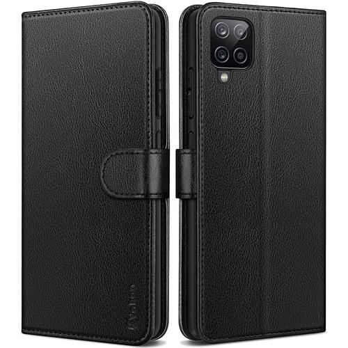 Coque Samsung A12 Housse En Cuir Etui De Protection Pour Samsung Galaxy A12/M12 Avec Emplacements Pour Cartes Fonction De Support Noir