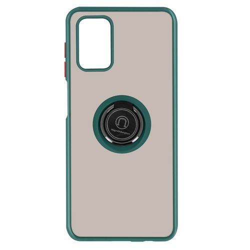 Coque Samsung A02s Bi-Matire Bague Mtallique Fonction Support Vert