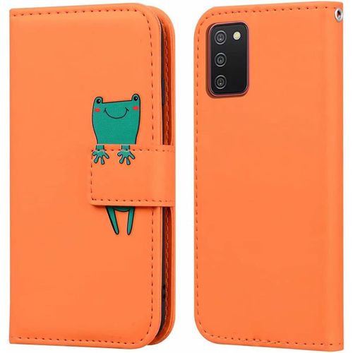 Coque Samsung Galaxy A02s,Housse En Cuir 3d Grenouille Dessin Anime,Portefeuille Etui En Protecion Pour Galaxy A02s(6.5