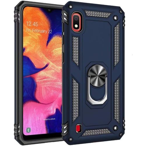 Coque Samsung Galaxy A10 Tough Armor Series Robuste Anti Scratch Pc Arrire Panneau+Pare Chocs Tpu tanche Aux Chocs+Parenthse Pliable.Bleu Marin