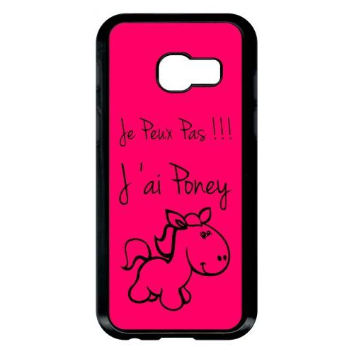 Coque Pour Smartphone - Citation Poney Rose - Compatible Avec Samsung Galaxy A3 (2017) - Plastique - Bord Noir