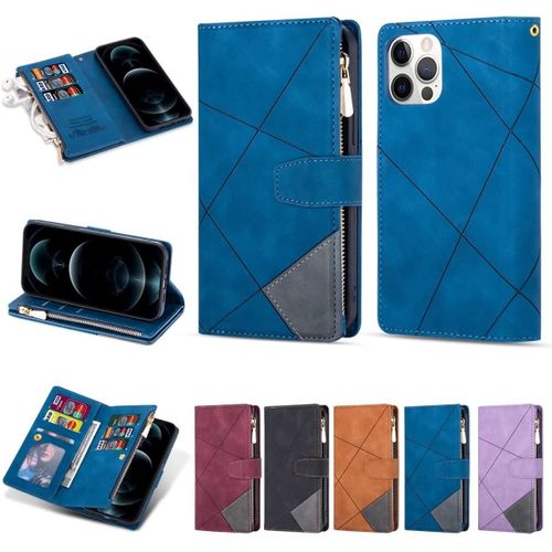 Coque Samsung Galaxy A30/A20 Housse Pu, Samsung Galaxy A30/A20 Portefeuille [9 Emplacements Pour Cartes Et Monnaie] Avec Bracelet Galaxy A30/A20 Case Bleu