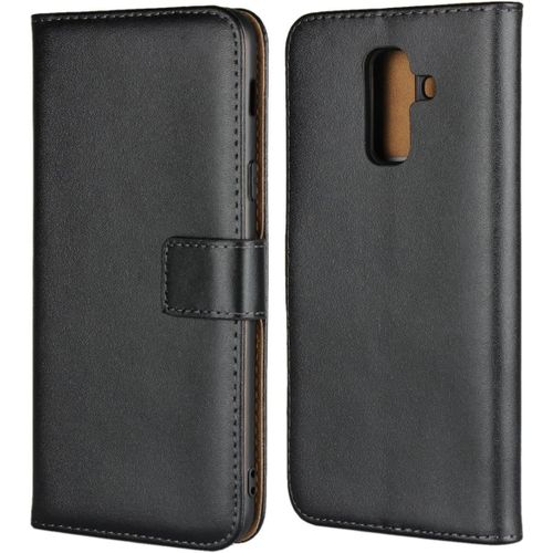 Coque Samsung Galaxy A6 Plus 2018,Housse A Clapet Languette Aimantee Portefeuille Avec Fentes De Cartes, Fonction Support Pour Samsung Galaxy A6 Plus 2018 - Noir