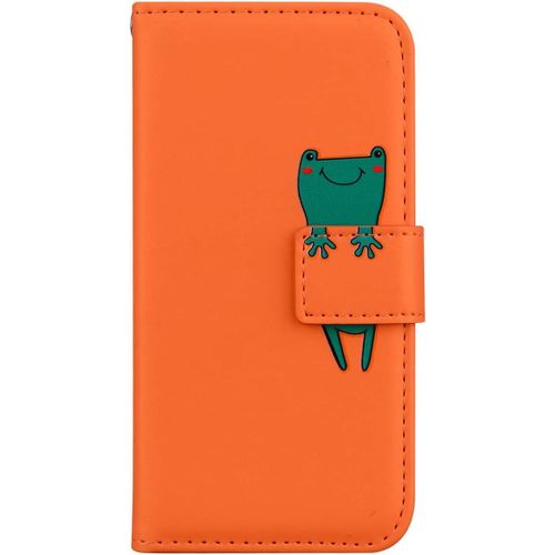 Coque Samsung Galaxy A6 Plus 2018,Housse En Cuir 3d Grenouille Dessin Anime,Portefeuille Etui En Protecion Pour Galaxy A6 Plus-2018, Orange