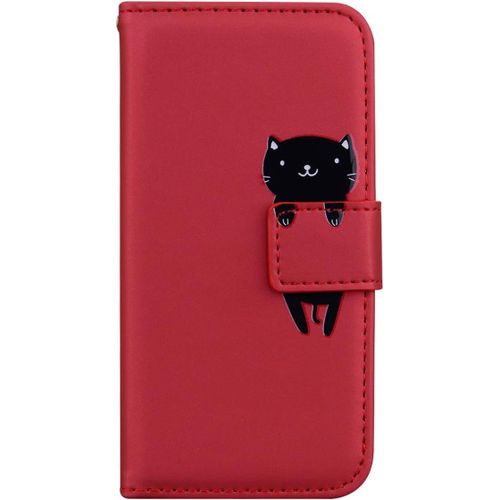 Coque Samsung Galaxy A6 Plus 2018,Housse En Cuir 3d Lapin Dessin Anime,Portefeuille Etui En Protecion Pour Galaxy A6 Plus-2018, Rouge