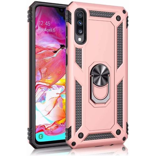 Coque Samsung Galaxy A70 Avec Aimant Anneau Support, 360 Double Couche Renforce Dfense Bumper Antichoc Armure Housse Etui Avec Protection cran Pour Samsung Galaxy A70, Or Rose