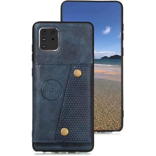 Coque Samsung Galaxy A81, Etui En Cuir Emplacements Pour Cartes + Protecteur D'cran, Fonction Bquille Ultra Mince Tpu Bumper Cover Cases Pour Samsung Galaxy A81 Bleu