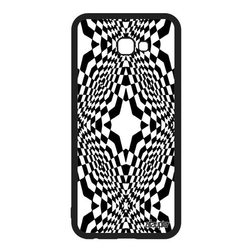 Coque Samsung Galaxy J4 Plus 2018 Silicone Illusion D'optique Motif Etoile Bicolore Mobile Magie Geometrique Case Noir Et Blanc Noir