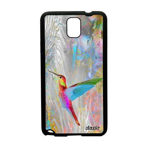 Coque Samsung Galaxy Note 3 Silicone Colibri Ecologie Floral Ecolo Fleurs Etui Animal Design Oiseau Alu Animaux Gris Portable Plumes