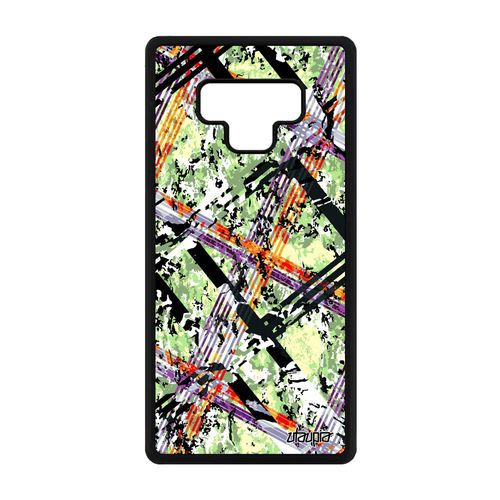 Coque Samsung Galaxy Note 9 Silicone Carreau Tartan Design Motif Texture Portable Geometrie Ecossais Vert Telephone Sm-N960f Color