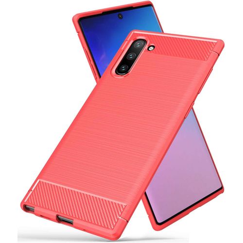 Coque Samsung Galaxy Note10, tui De Protection Tpu Lger Ultra-Mince Et Doux, Conception En Fibre De Carbone Quatrime De Couverture Pour Samsung Galaxy Note10 - Rouge