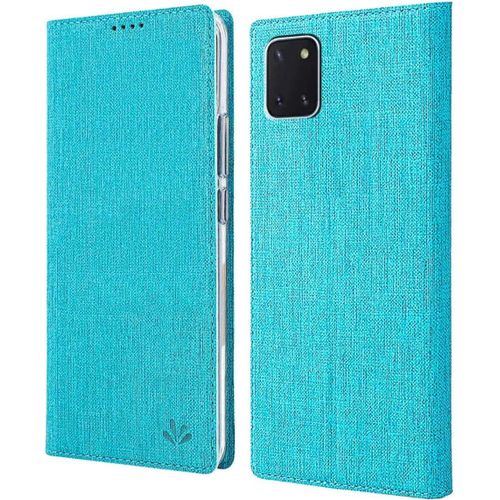 Coque Samsung Galaxy Note10 Lite, Texture Tissu Haute Qualit Cuir Pu + tui Intrieur Pu Souple, tui Rabat Adsorption Magntique Cach Pour Samsung Galaxy Note10 Lite - Bleu