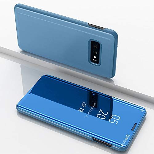 Coque Samsung Galaxy S10 Plus Clear View Etui  Rabat Cover Flip Case Etui Housse Miroir Coque Pour Samsung Galaxy S10 Plus Bleu
