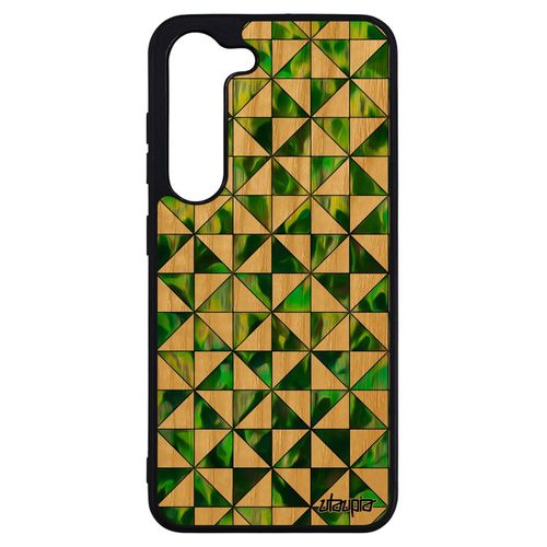 Coque Samsung Galaxy S23+ Plus Bois Silicone Design Carreau Case Carre Marbre Vert 4g Antichoc Effet Color Dessin Fait Main Motif