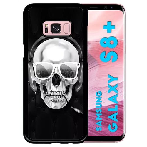 Coque Pour Smartphone - Tete De Mort Swag Casque De Musique - Compatible Avec Samsung Galaxy S8+ - Plastique - Bord Noir