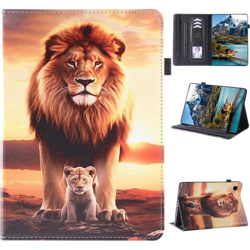Coque Samsung Galaxy Tab A9 Plus 11 Pouces 2023 (Sm-X210/X215), Fonction Support tui Avec Rveil/Veille Auto Housse Pour Galaxy Tab A9 Plus - Lion Jaune[Coq5191514]