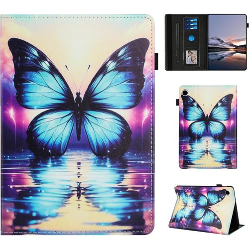 Coque Samsung Galaxy Tab A9 Plus 11 Pouces 2023 (Sm-X210/X215), Fonction Support tui Avec Rveil/Veille Auto Housse Pour Galaxy Tab A9 Plus - Papillon Bleu[Coq5191506]
