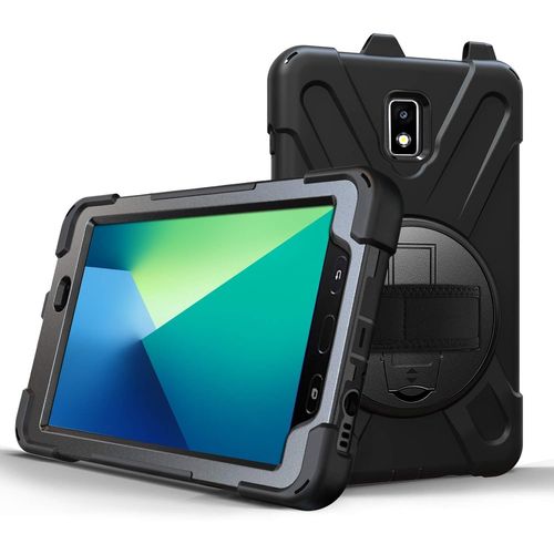 Coque Samsung Galaxy Tab Active 2 8.0 T390 T395 T397, tui Robuste Antichoc, Support Rotatif 360,Dragonne Et Porte-Crayon,Protection Housse Pour Samsung Galaxy Tab Active 2 8.0 T390 T395 T397(Noir)