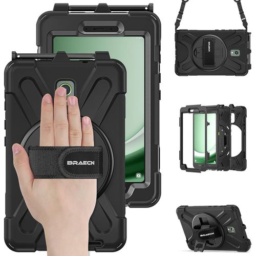 Coque Samsung Galaxy Tab Active 5/Active 3 8 Pouce, tui De Robuste Avec Porte-Stylet, Support Rotatif  360 Et Dragonne, Bandoulire, Housse Pour Sm-X300/X306b/T570/T575, Noir