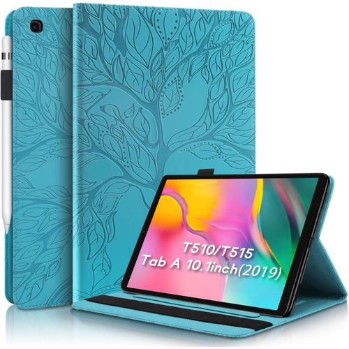 Coque Samsung Tab A 10.1 Pouces 2019 Housse Arbre En Relief Etui Cuir Pu Portefeuille Flip Support Coque Tablette Avec Porte-Stylo Pour Samsung Galaxy Tab A 2019 10.1