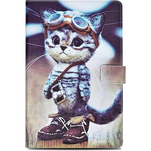 Coque Samsung Tab A6 Housse En Cuir Pu & Tpu Cover Case tui Housse De Protection Pour Samsung Galaxy Tab A 2016 10.1 Pouces Sm-T580/Sm-T585 - Chat D'aventure.[F5923]