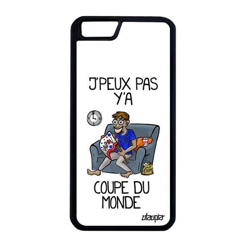 Coque Silicone Iphone 6+ 6s+ Plus J'peux Pas Y'a Coupe Du Monde Jpeux Drole Basket Supporter Blanc Bande Dessine Rigide Texte