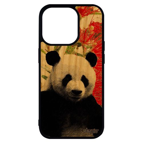 Coque Silicone Iphone 14 Pro Max Bois Panda Ecolo 1000 Go Case Ours Antichoc Fleurs Animaux Peinture Vert Design Animal Geant