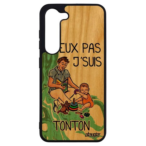 Coque Silicone J'peux Pas J'suis Tonton Pour Samsung Galaxy S23+ Plus Bois Humour Cadeau De Noel Bebe Rigide Oncle Case Jpeux Vert