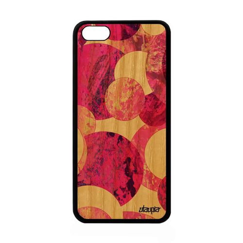 Coque Silicone Peinture Abstrait Pour Iphone 5c Bois Veritable Geometrie Color Rose Texture Housse Design Motif Ronds Rigide Apple