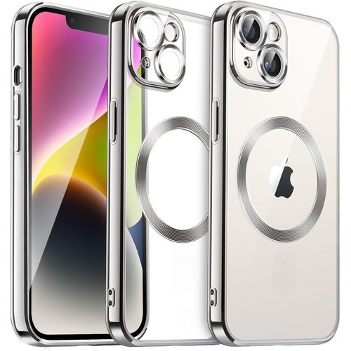 Coque Silicone Pour Iphone 14 Couleur Argent Compatible Magsafe Little Boutik