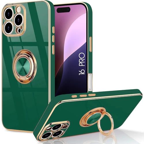 Coque Silicone Pour Iphone 16 Pro Avec Support Anneau Rotatif  360 Degrs - Vert Nuit - E.F.Connection