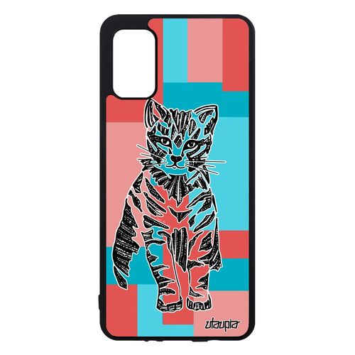 Coque Silicone Pour Samsung Galaxy A41 Chat Portable Design Petit Fantaisie Rigide Ethnique Chaton Mignon Rose Minou Case Carr Cube