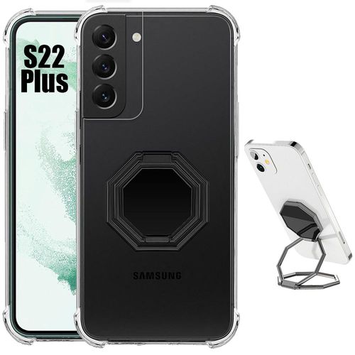 Coque Silicone Pour Samsung Galaxy S22+/S22 Plus Antichoc Transparent Avec Support Octogonal Rglable - Booling