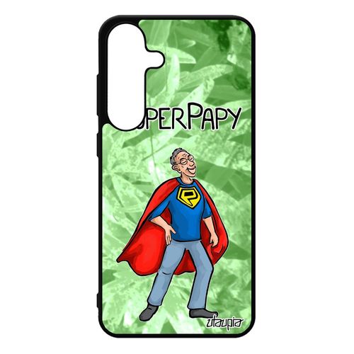 Coque Silicone Pour Samsung S25+ Plus Super Papy Noir Papi Humour Cadeau Fete Des Grands Peres Vert Bumper Portable Texte Comique Pour Galaxy