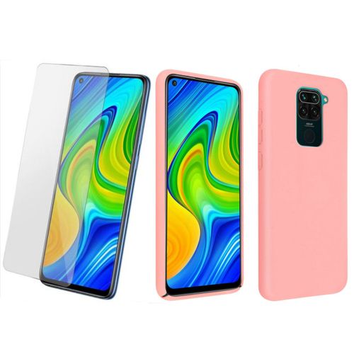 Coque Silicone Tpu Couleur Rose + Verre Trempe Pour Xiaomi Redmi Note 9 Little Boutik Couleur :