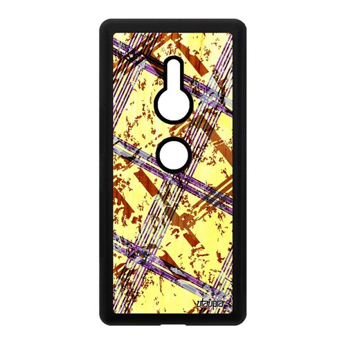 Coque Sony Xperia Xz2 En Silicone Carreau Tartan Jolie Portable Jaune Motif Effet Geometrie Design 4g Fond Abstrait Tpu Case