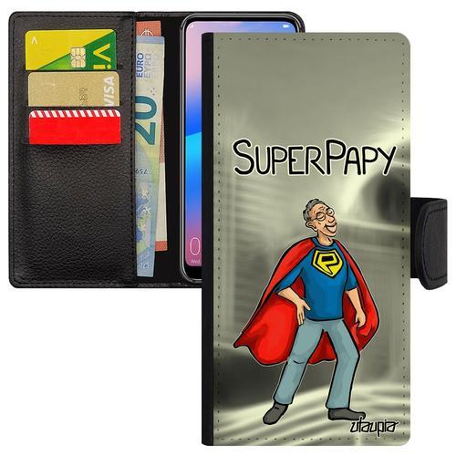 Coque Super Papy Galaxy A33 Porte Cartes Housse Grands Peres Papi Humour Gris Comics Portable Drole 4g Design Magnetique De Samsung