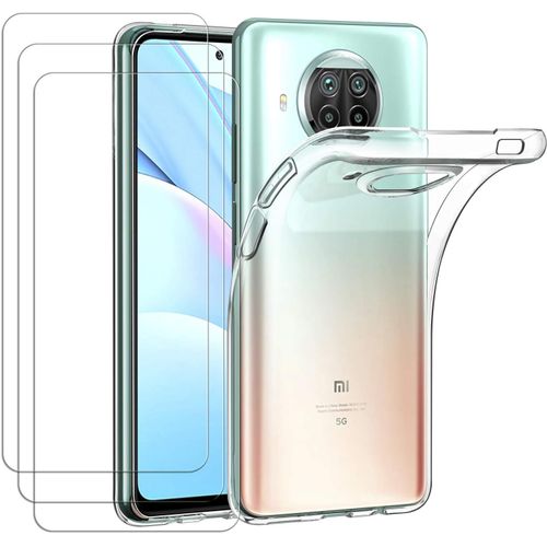 Coque Xiaomi Mi 10t Lite Avec Verre Tremp 9h, Housse Silicone Souple Anti-Choc Transparente Ultra Mince - 3 Protections cran + Accessoires Inclus